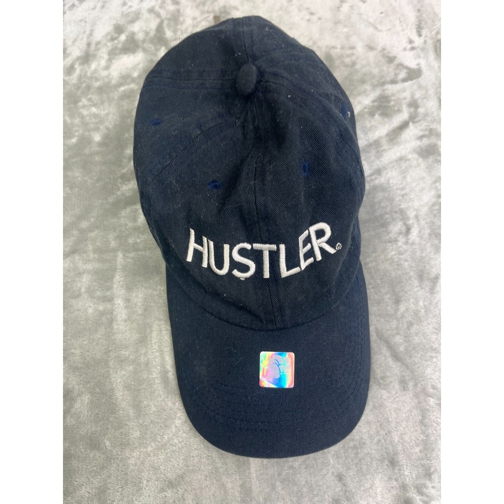 Hustler Baseball Cap Mens‎ OS Navy Blue Embroidered Logo Adjustable Strap Hat